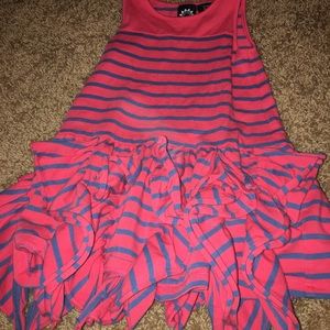 Peach & Blue Ruffle Dress